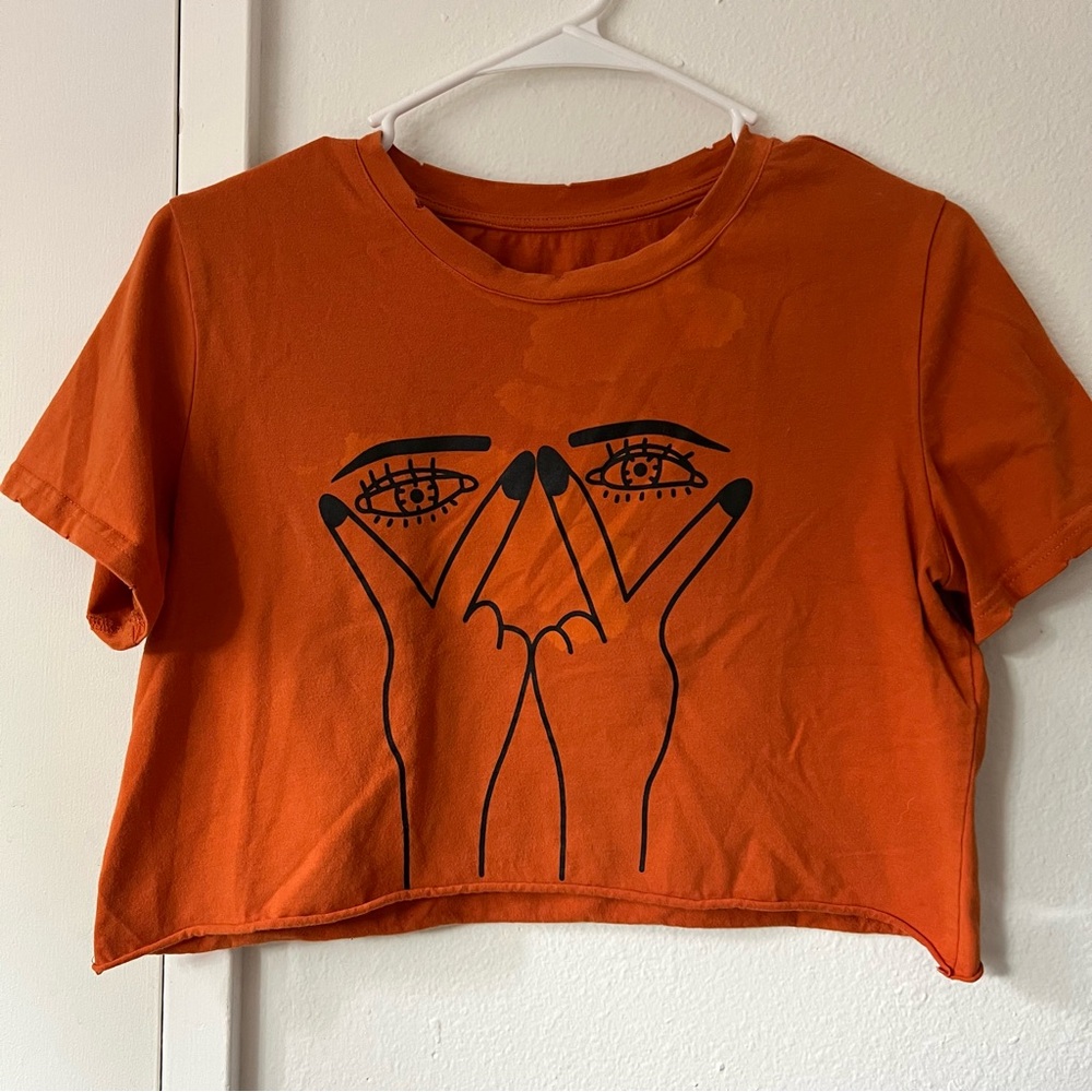 Orange Graphic Crop Top